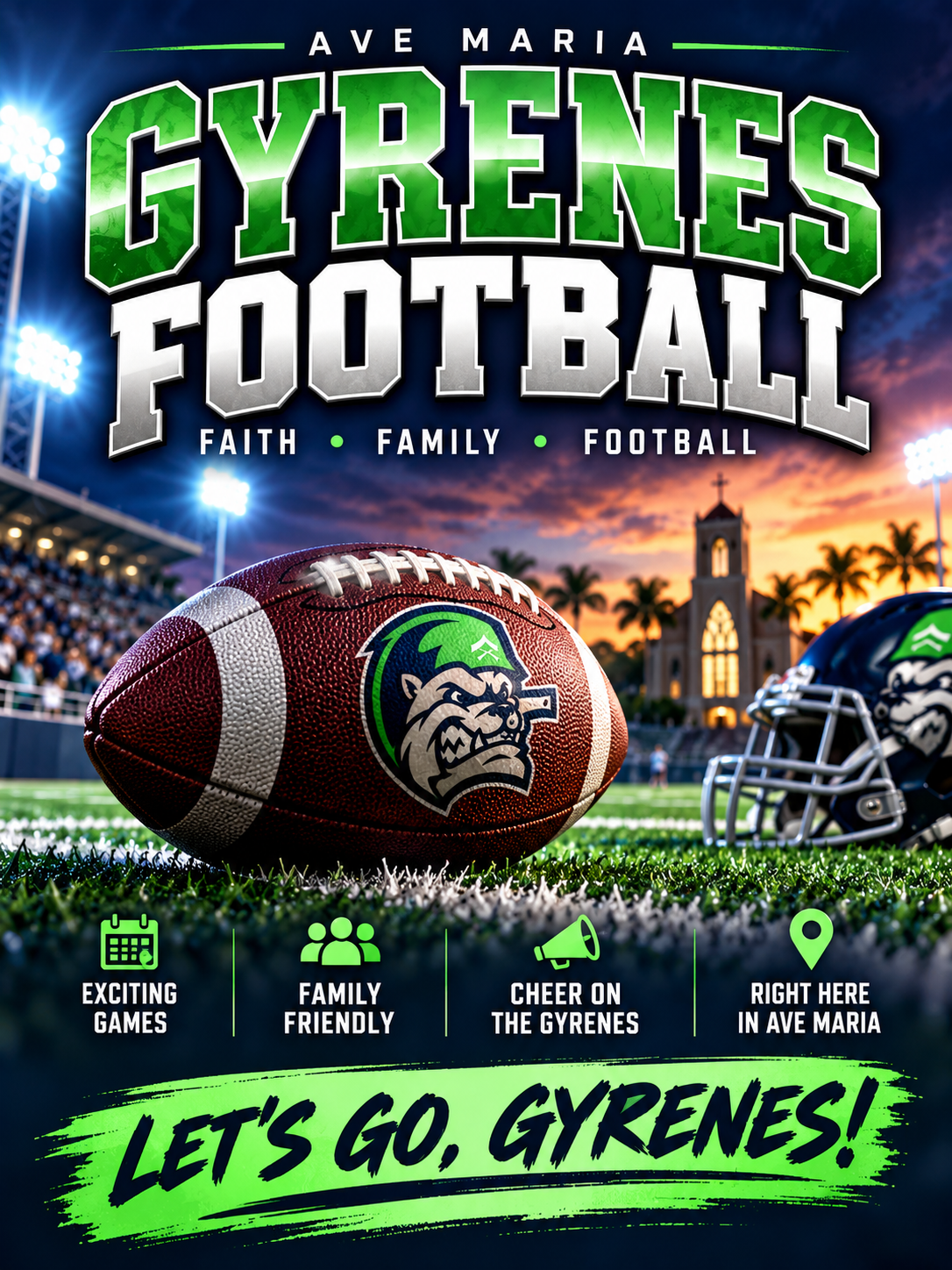 Ave Maria University Gyrenes Football | 2026 Home Games flyer