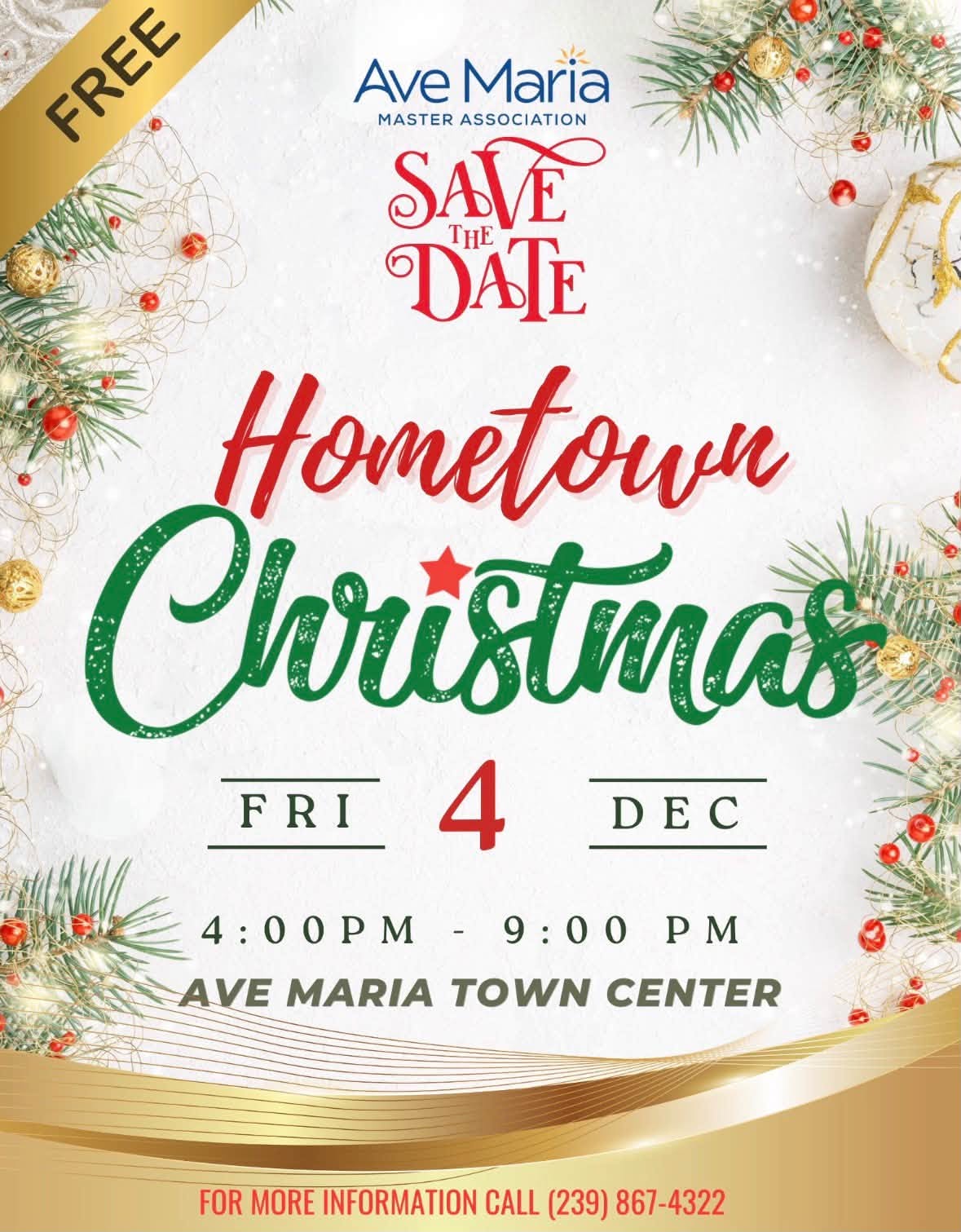 Hometown Christmas Ave Maria 2026 | A Hallmark Christmas Near Naples flyer